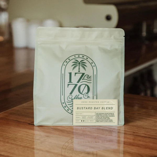 Coffee bag from 1770 Coffee Co. on a wooden surface